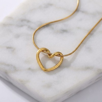 Minimalist Twisted Open-Heart Pendant Necklace